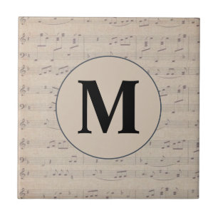 Carreau Monogramme vintage de notes musicales