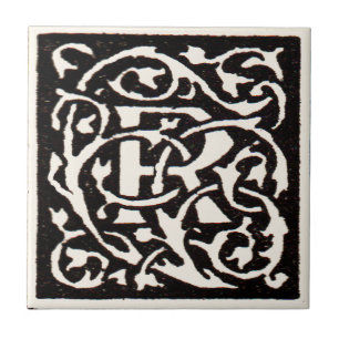 Carreau Monogramme vintage R Art Nouveau