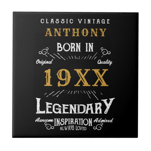 Carreau Monogramme Vintage rétro d'anniversaire personnali (Devant)