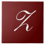 Carreau Monogramme Z initial blanc sur fond rouge foncé<br><div class="desc">Monogramme lettre blanche classique sur fond rouge foncé,  Z.</div>