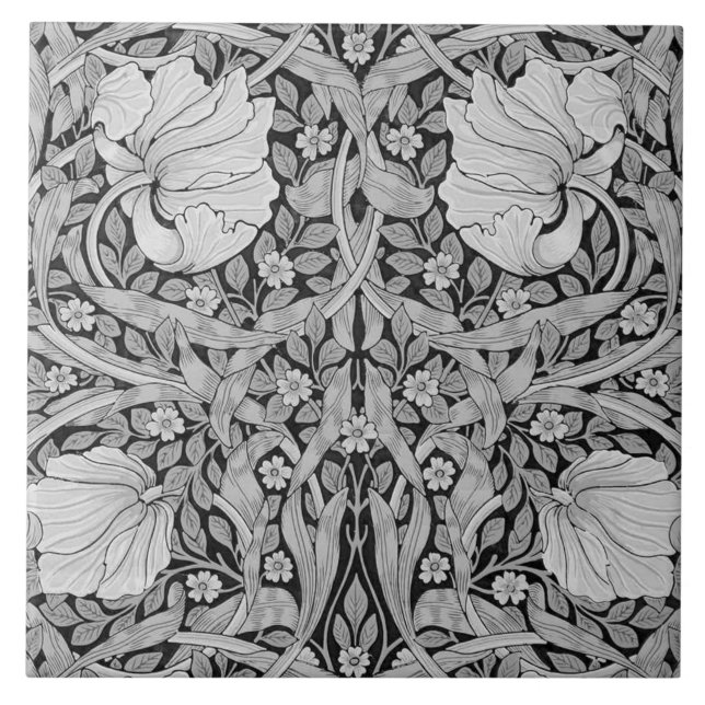 Carreau Monotone gris Pimpernel, William Morris (Devant)