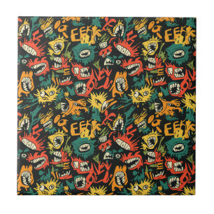 Carreau Monstre de Graffiti Eek Noir Halloween