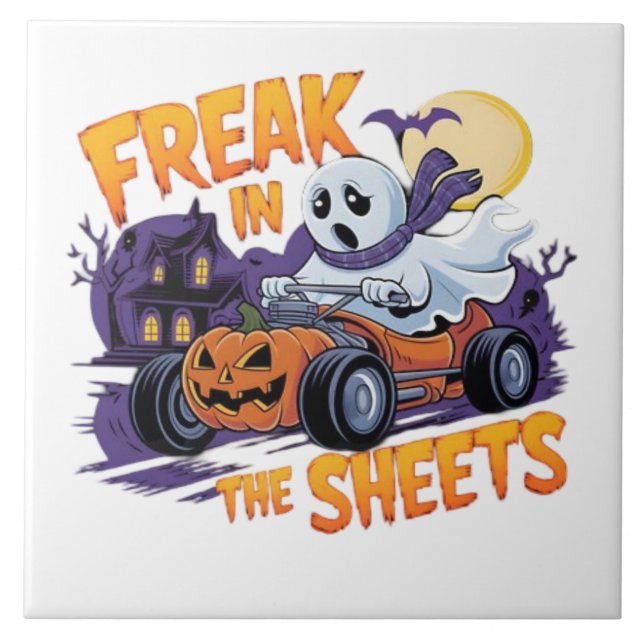 CARREAU MONSTRE D'HALLOWEEN DANS LE DRAP (Devant)