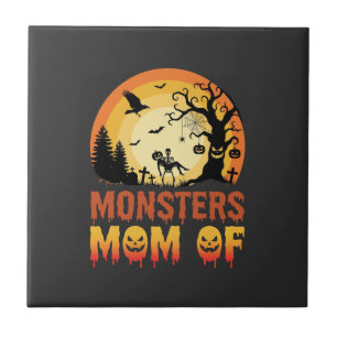 Carreau Monstres d'Halloween Maman de la famille de squele