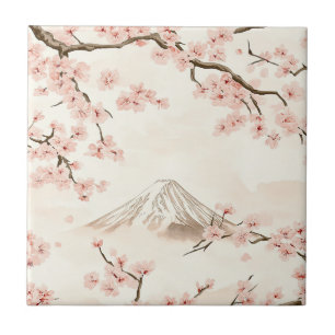 Carreau Mont Fuji avec fleurs de cerisier – Japonais (3)