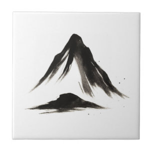 Carreau Montagne Silencieuse – Paysage au Pinceau à Encre