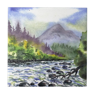 Carreau Montagnes Ciel Peinture Destinée Nature Artistique