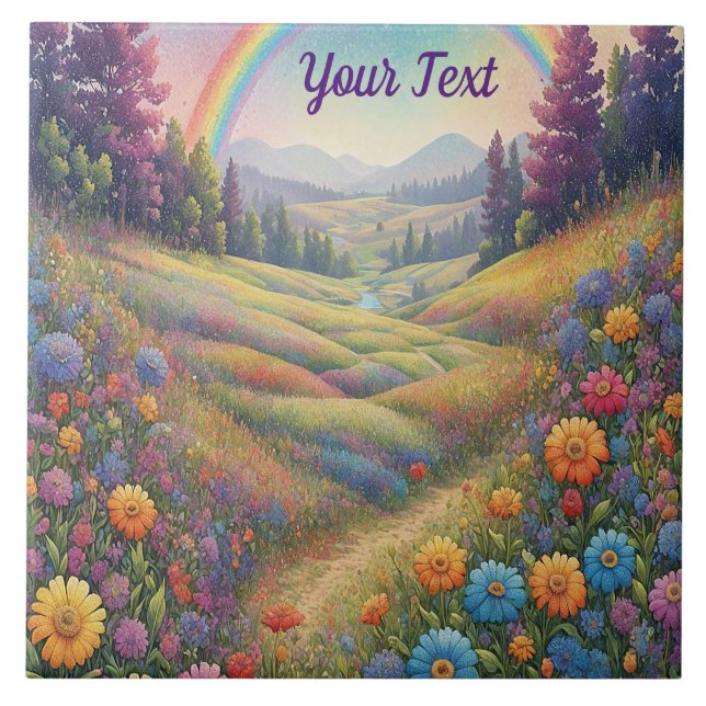 Carreau Montagnes Fleurs arc-en-ciel (Devant)