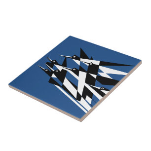 Carreau Montez aux oiseaux géométriques d'art déco de