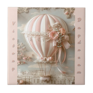 Carreau Montgolfière Parisienne Rose Pâle Personnalisable