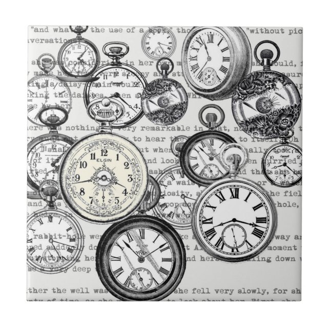 Carreau Montre de poche victorienne Alice au pays des merv (Devant)