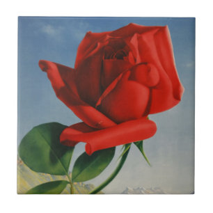 Carreau Montreux vintage Rose rouge Suisse Lac Léman