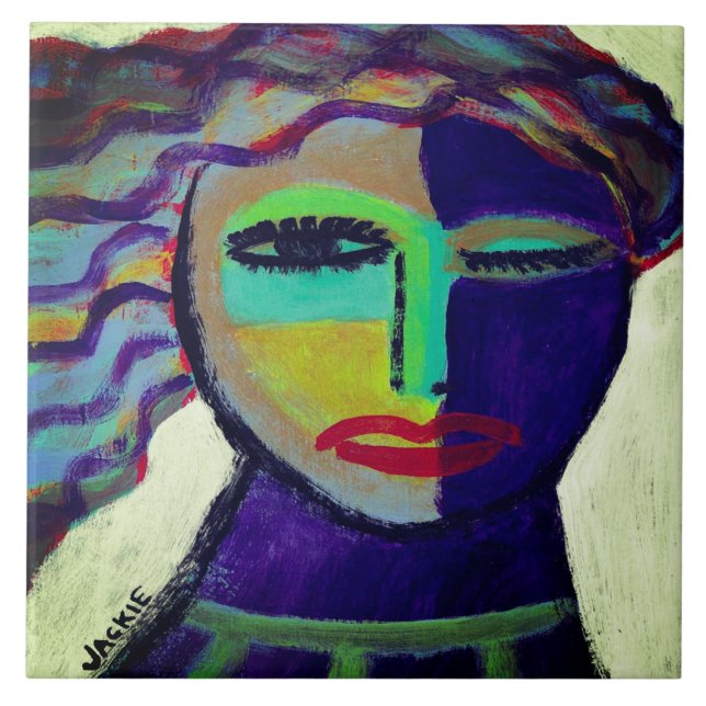 Carreau Moody Portrait Abstrait d'une femme (Devant)