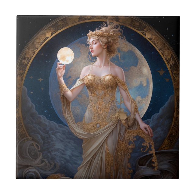 Carreau Moon Goddess Queen Imaginaire Art (Devant)