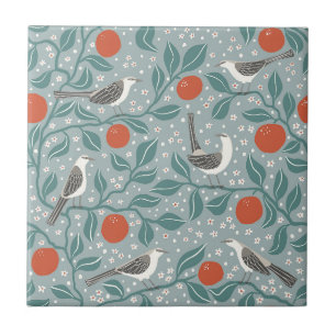 Carreau Moqueur oiseau et fleurs sauvages Arts et artisana