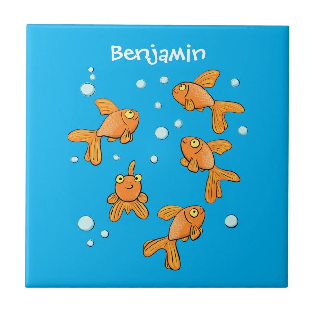 Carreau Morceau de poisson rouge orange mignon sur dessin  (Devant)
