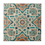 Carreau Moroccan Mosaic Pattern<br><div class="desc">Transport yourself to sun-drenched Mediterranean courtyards with this exquisite Moroccan-inspired tile pattern that radiates timeless elegance and vibrant energy. Intricate geometric stars,  floral medallions,  and swirling arabesques interlock in rich turquoise,  deep teal,  warm terracotta red,  and creamy ivory,  with subtle distressed textures evoking authentic zellige craftsmanship.</div>