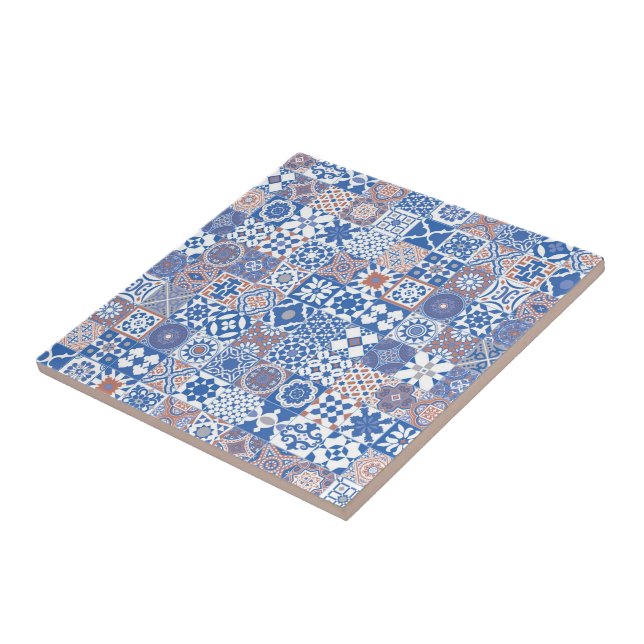 Carreau Moroccan tile bleu (Côté)