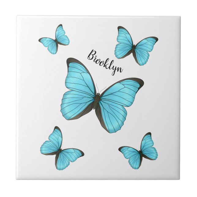 Carreau Morpho butterflies cartoon illustration (Devant)