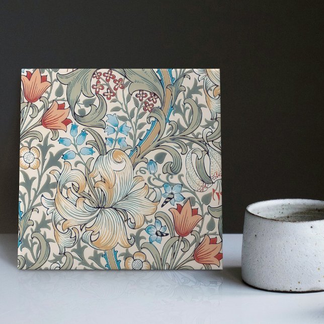 Carreau Morris Golden Lily Art Nouveau motif floral (Créateur téléchargé)