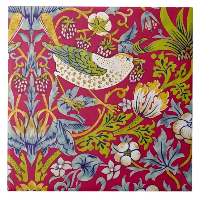 Carreau Morris Red Arrière - plan Strawberry Thief Motif (Devant)