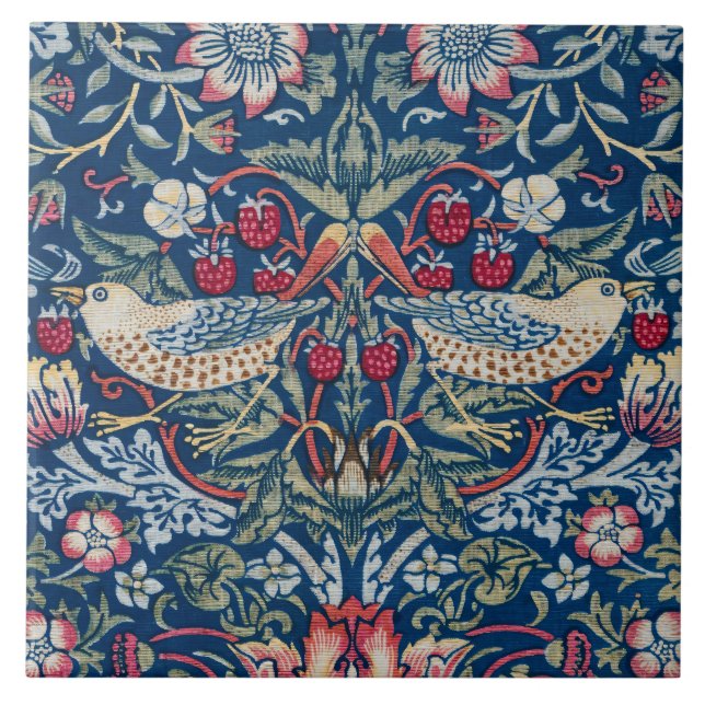 Carreau Morris Strawberry Thief Classique Bleu Indigo Fin (Devant)