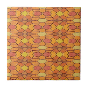 Carreau Mosaic design géométrique orange jaune brun chic