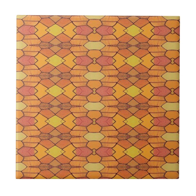Carreau Mosaic design géométrique orange jaune brun chic (Devant)