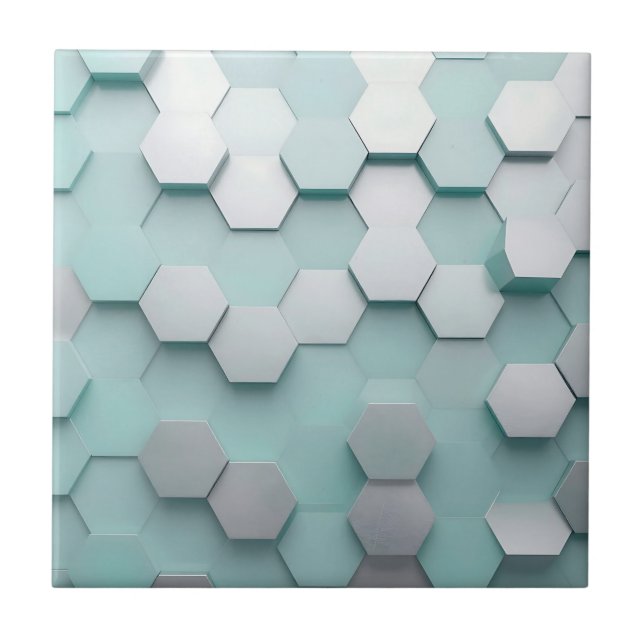 Carreau Mosaïque 3D Hexagonale Pastel Menthe (Devant)