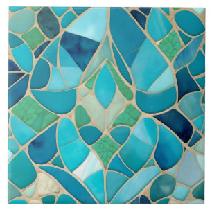Carreau Mosaïque Abstraite turquoise de style Art déco