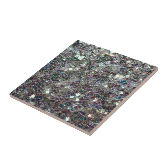 Carreau Mosaïque argentée colorée scintillante (Côté)
