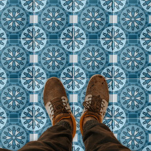 Carreau Mosaïque bleu froid d'hiver Motif kaléidoscope