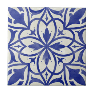 Carreau Mosaïque bleue Aquarelle Motif céramique