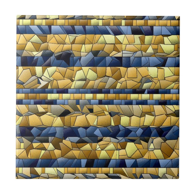 Carreau Mosaïque Bleue Et Jaune - Mélange Et Carrelage Cor (Devant)