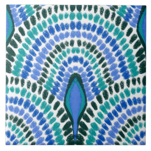 Carreau Mosaïque bleue méditerranéenne verte Peinte Saint-