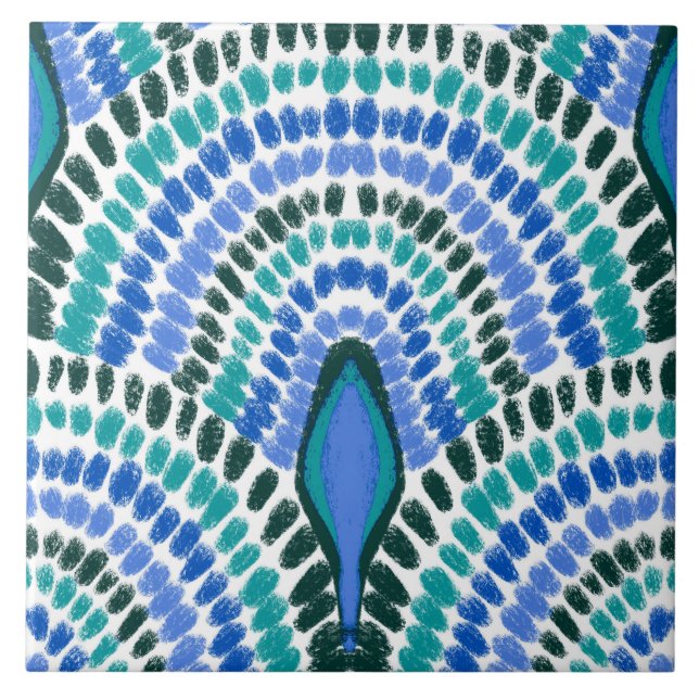 Carreau Mosaïque bleue méditerranéenne verte Peinte Saint- (Devant)