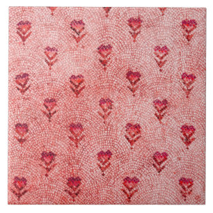 Carreau MOSAÏQUE BYZANTINE SIMPLE ÉLÉGANTE FLEURS Rose Rou