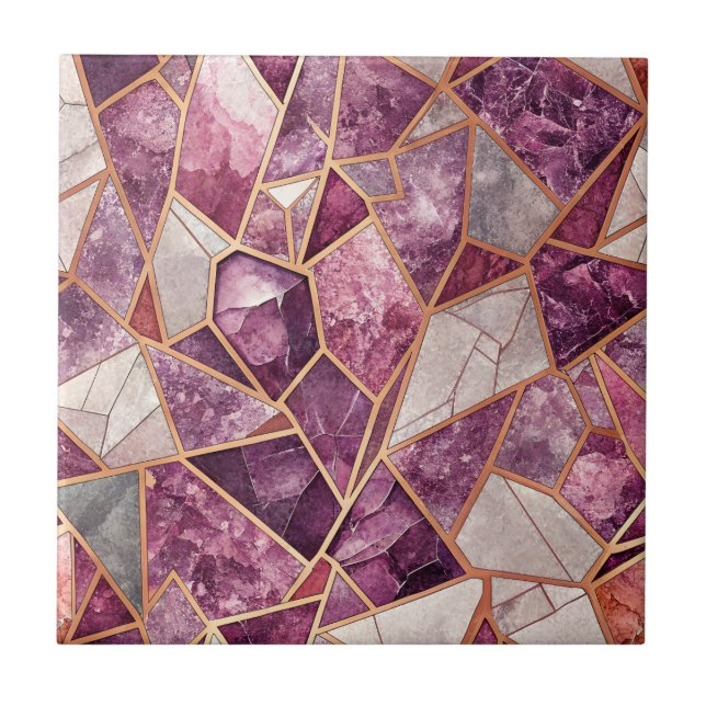 Carreau Mosaïque d'améthyste – Verre fissuré - Violet (Devant)