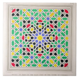 Carreau Mosaïque dans le lambris d'appui du côté est de la