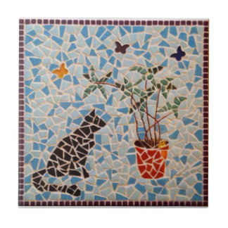 Carreau Mosaïque de chat noir