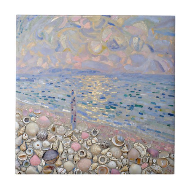 Carreau Mosaïque de coquillages Plage Horizon Glow (Devant)