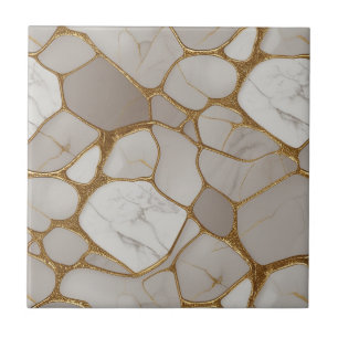 Carreau Mosaïque de marbre doré luxueuse - Élégante et ori