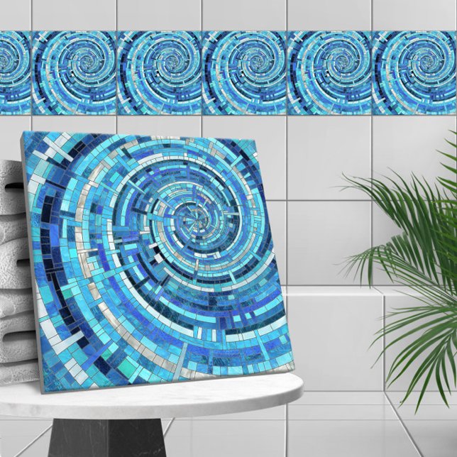 Carreau Mosaïque de spirale bleue (Créateur téléchargé)