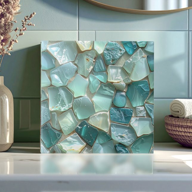 Carreau Mosaïque de verre de mer sarcelle ID1183 (Créateur téléchargé)