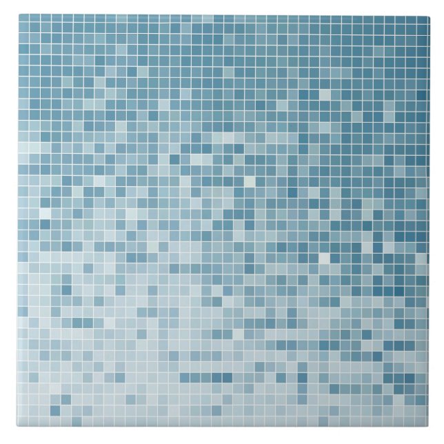 Carreau Mosaïque dégradée de pixels bleus (Devant)