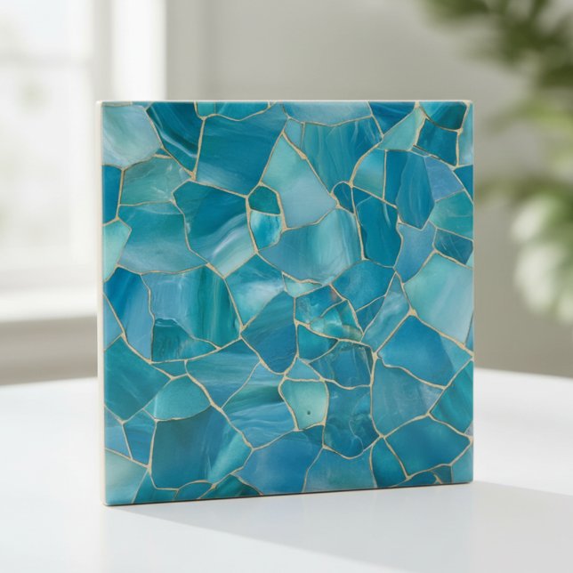 Carreau Mosaique dorée et sarcelle océanique (Créateur téléchargé)