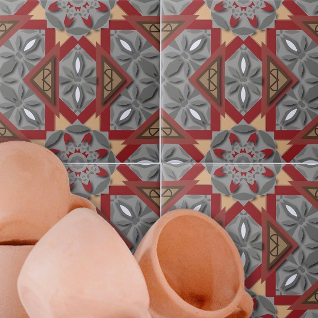 Carreau Mosaïque ethnique grise de Bourgogne Motif arabesq (Créateur téléchargé)