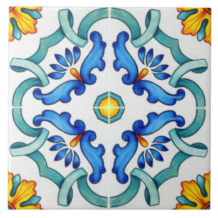 Carreau Mosaïque florale bleue Majolica espagnole