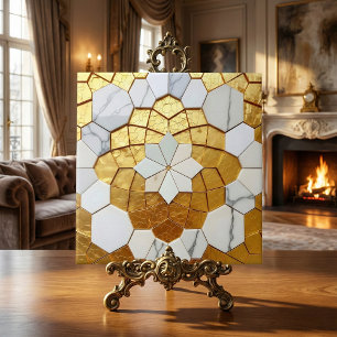 Carreau Mosaïque géométrique Art Déco en feuille d'or et m