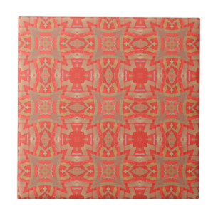 Carreau mosaïque géométrique marocaine rouge beige